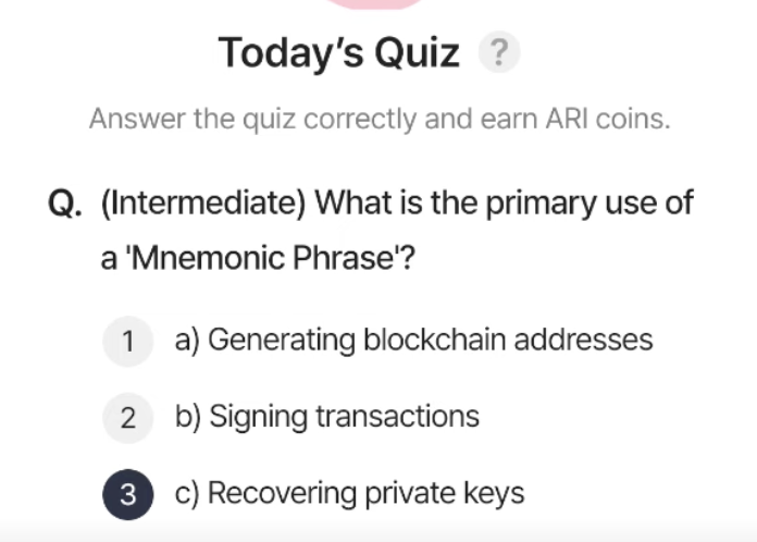ARI Wallet Daily Quiz Answer 24 March 2025 (AriChain)